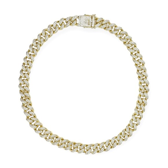 Special Occassion!! Gold Chain 12mm Bracelet With Pave CZ’s All Over, Looks Like - Picture 3 of 3